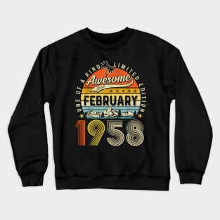 Awesome Since February 1958 Vintage 65th Birthday Crewneck Sweatshirt